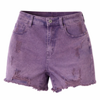 Distressed Denim Shorts Blueberry Raw Hem 4" Inseam