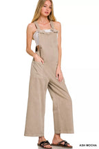Zenana Ash Mocha Washed Knot Strap Jumpsuit