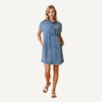 Tencel Denim Fray Detail Mini Dress
