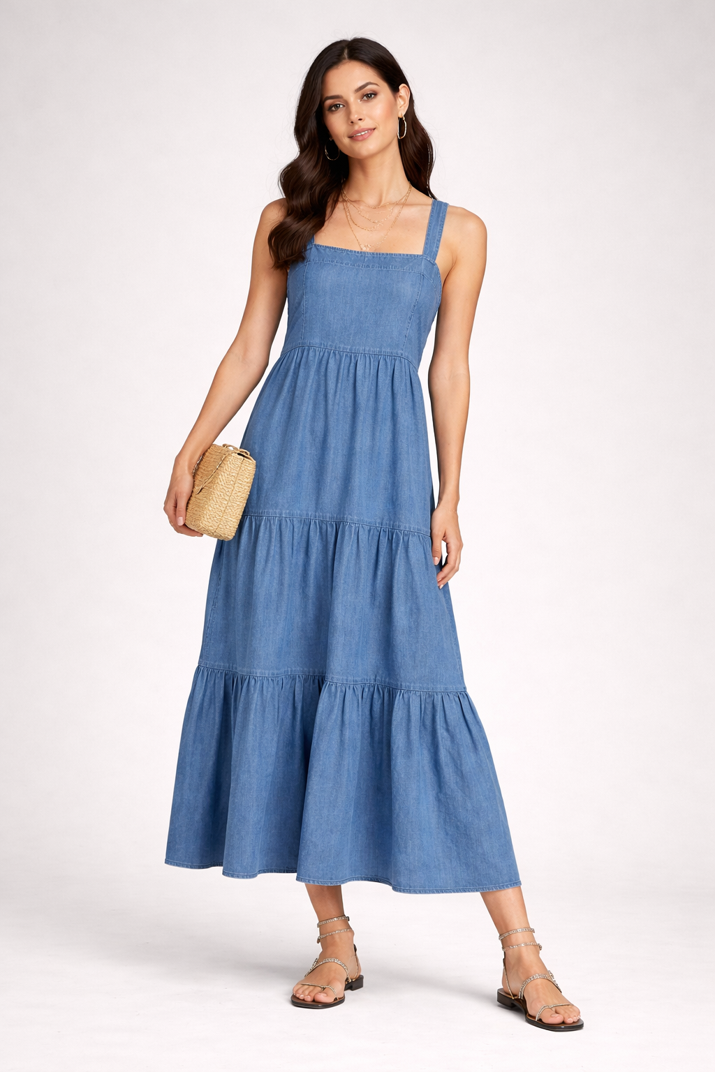 The Drop Brit Tiered Midi Dress