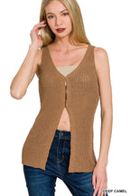 The Everyday Layer Vest-Deep Camel Knit Vest