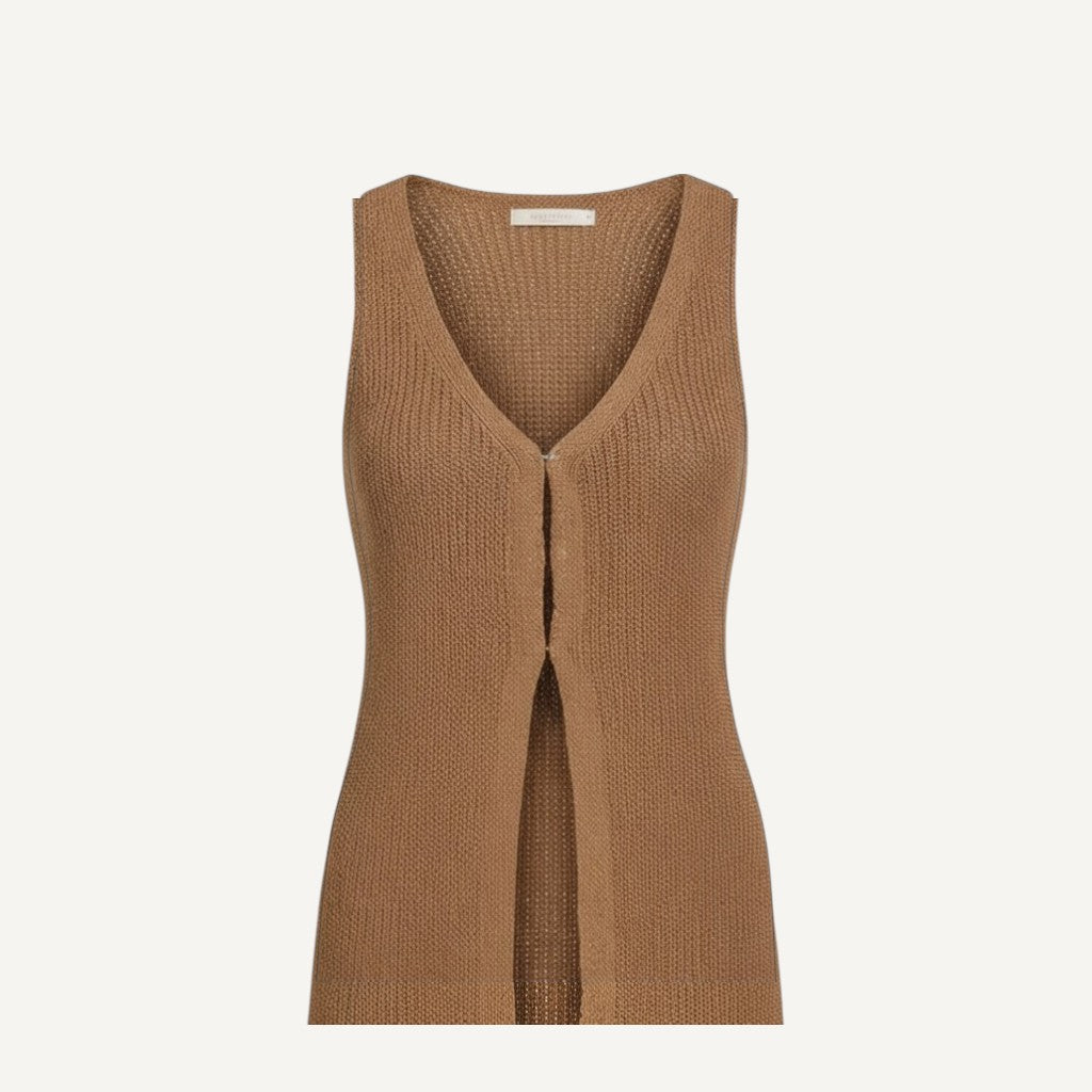 The Everyday Layer Vest-Deep Camel Knit Vest