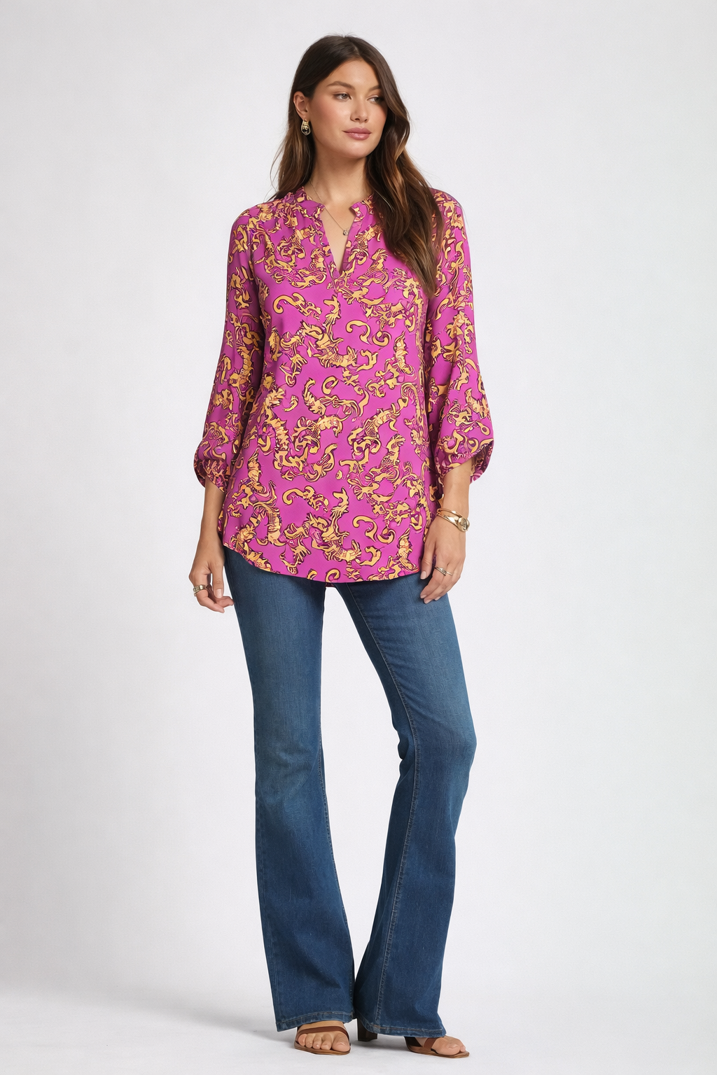 Dear Scarlett Pink Print Lizzy Top