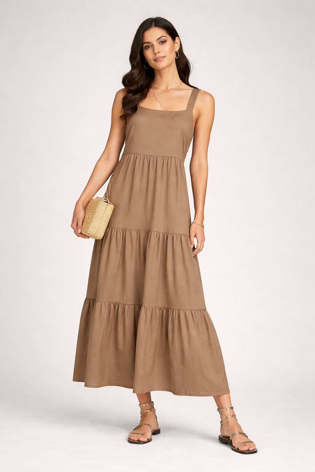 The Drop Brit Tiered Midi Dress