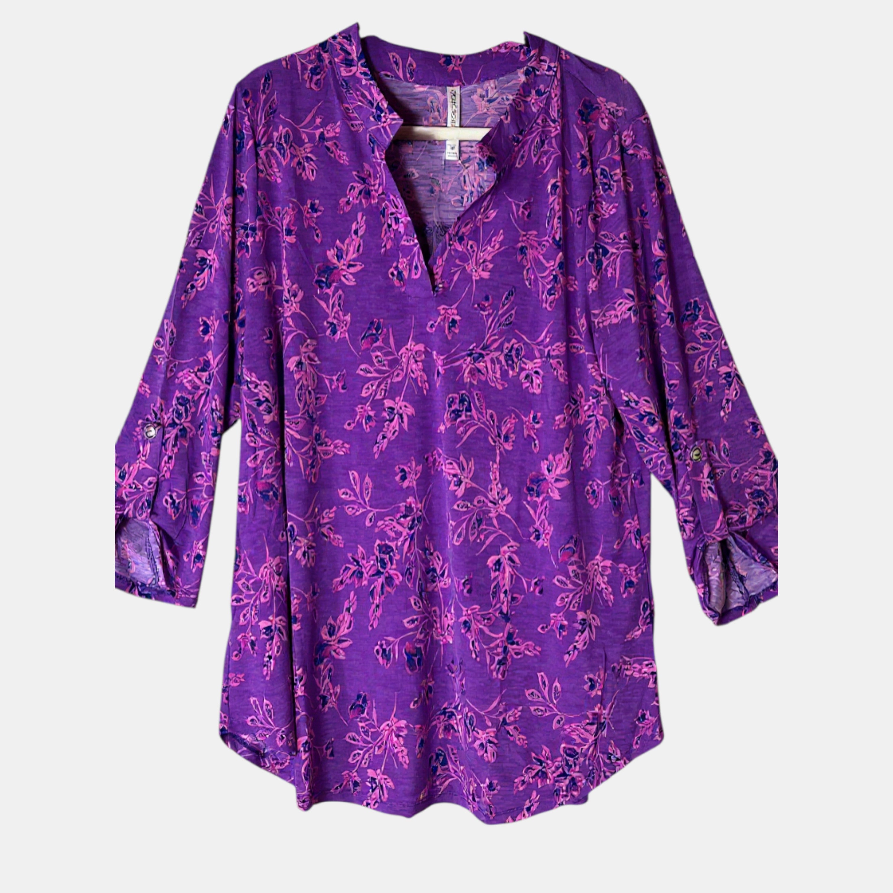 Dear Scarlett Purple Floral Lizzy Top Plus Size | Wrinkle-Free