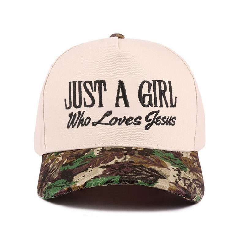 Just A Girl Who Loves Jesus Embroidered Adjustable Hat