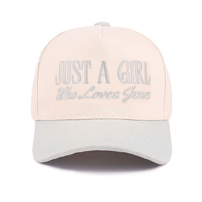 Just A Girl Who Loves Jesus Embroidered Adjustable Hat