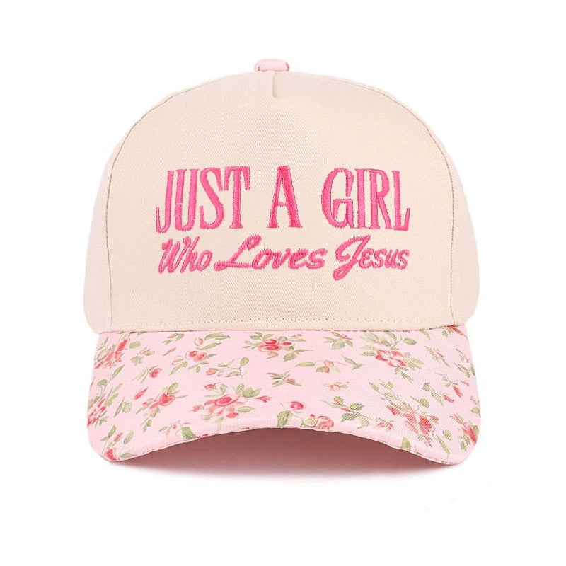 Just A Girl Who Loves Jesus Embroidered Adjustable Hat