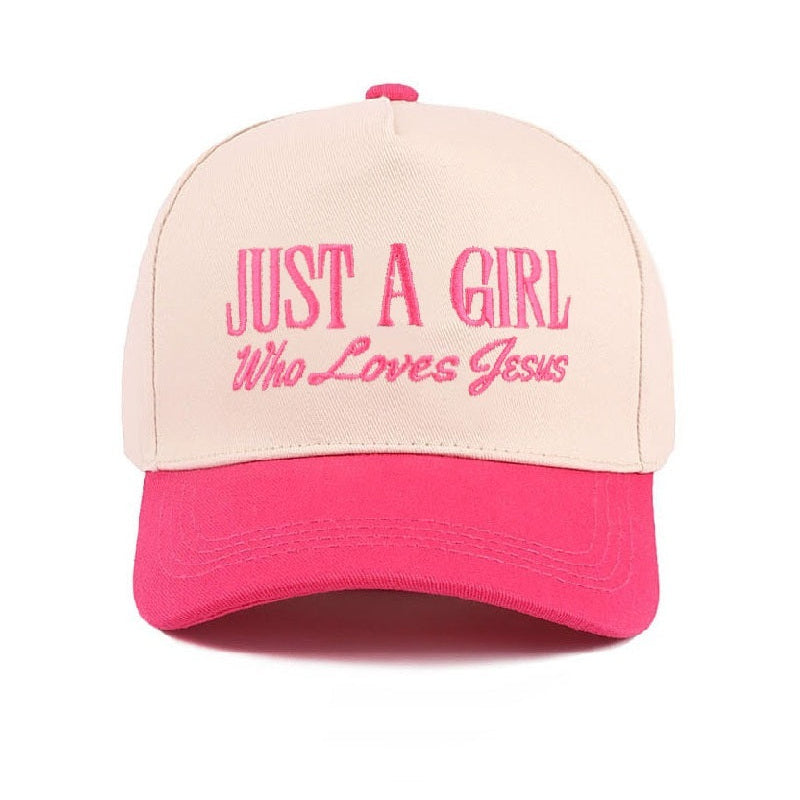 Just A Girl Who Loves Jesus Embroidered Adjustable Hat
