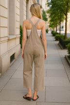 Zenana Ash Mocha Washed Knot Strap Jumpsuit