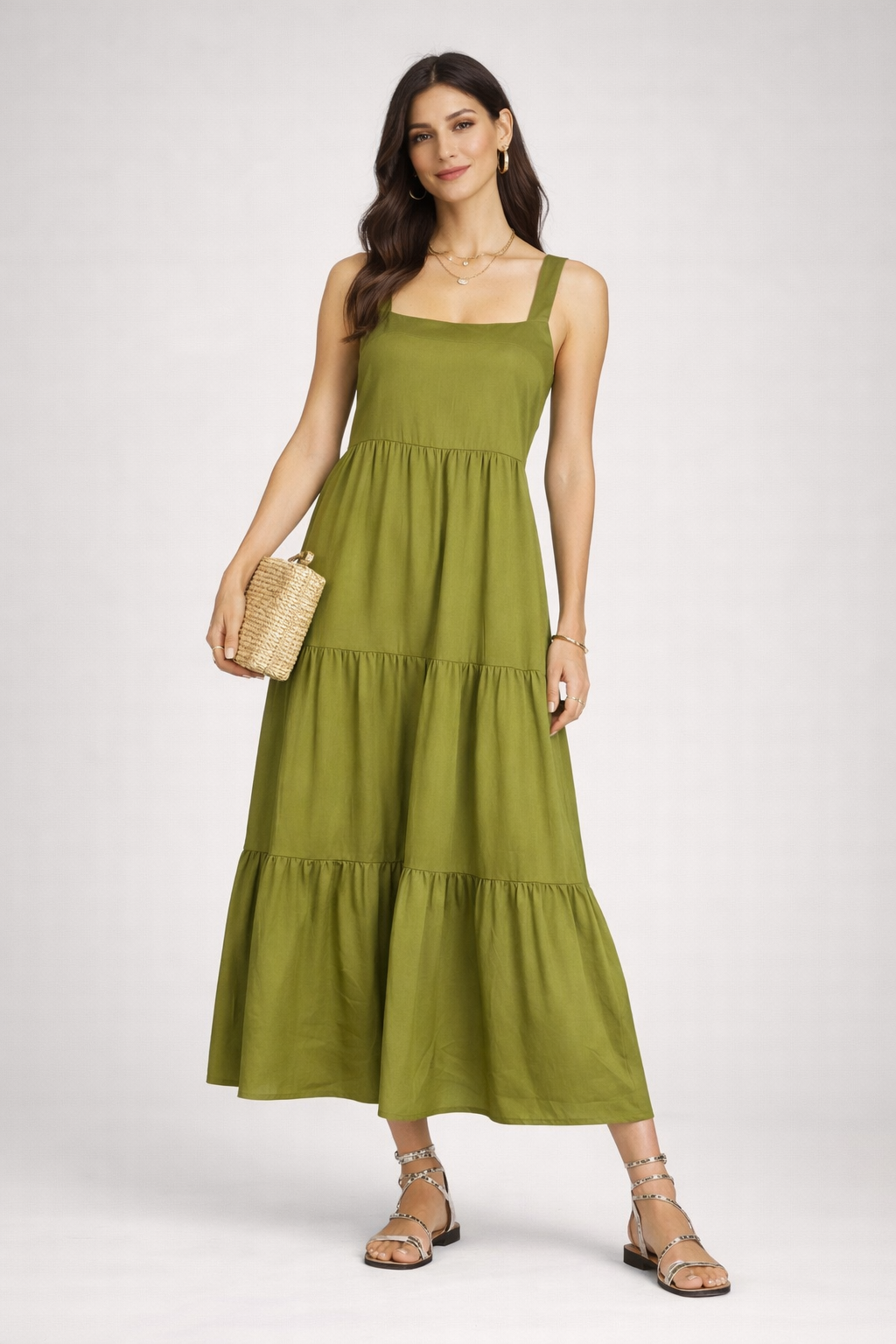 The Drop Brit Tiered Midi Dress
