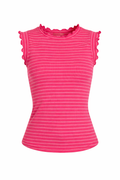 Whimsy Ribbed Lettuce Trim Sleeveless Stripe Top