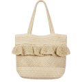 Ruffle Crochet Straw Tote Bag
