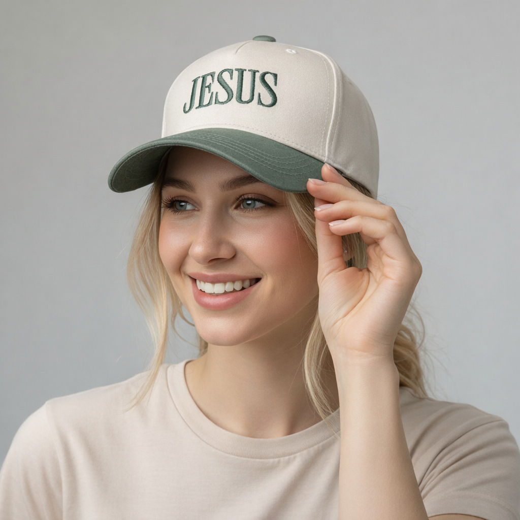 Jesus Embroidered Adjustable Two-Tone Hat