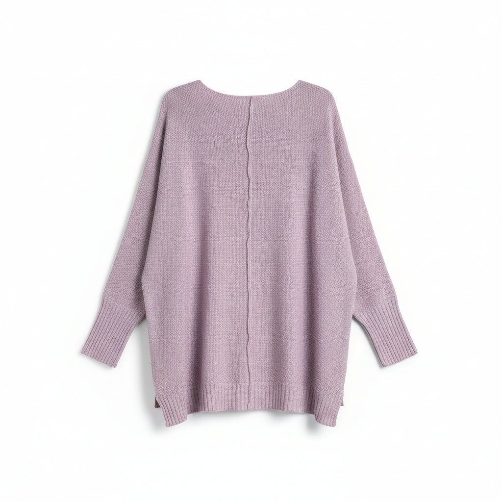 Zenana Pink Grey Lightweight Sweater
