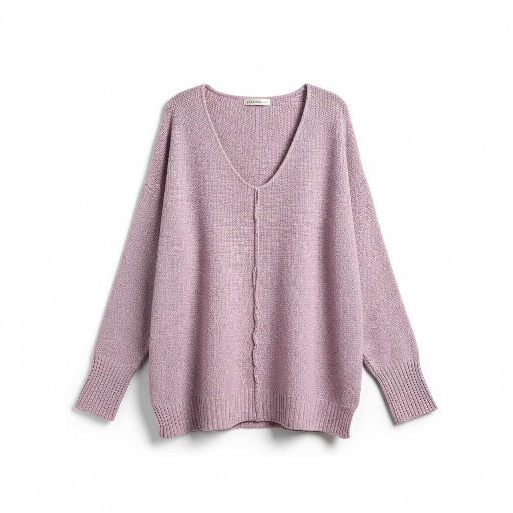 Zenana Pink Grey Lightweight Sweater