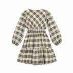 Promesa Cream Plaid Smocked Waist Dress