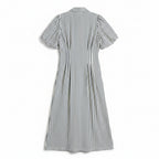 Rubien Midi Dress Cream & Navy Stripe Button Front