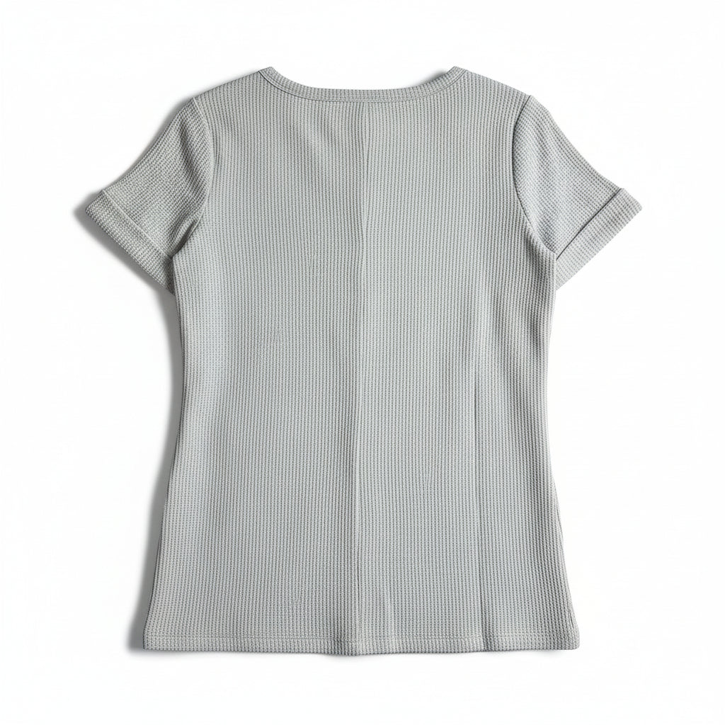 Zenana Light Gray Waffle Knit Top