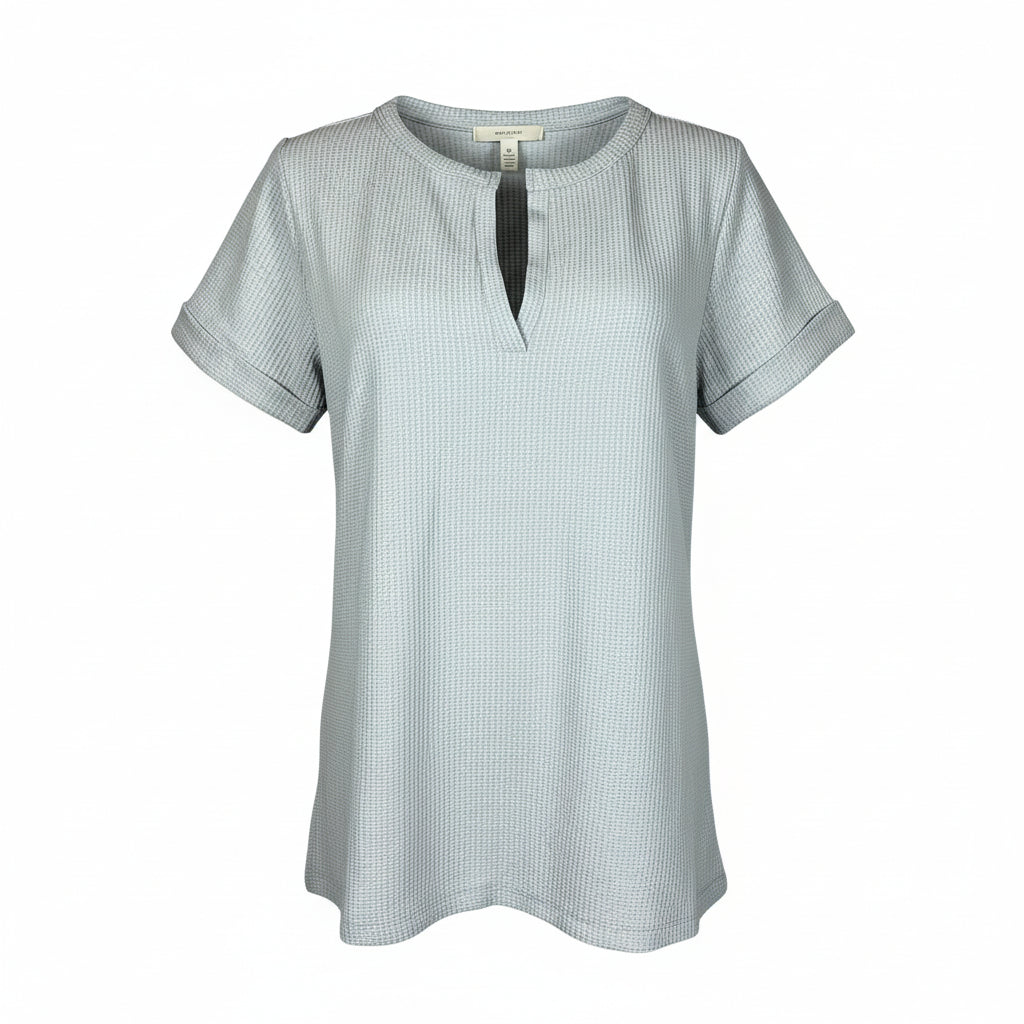 Zenana Light Gray Waffle Knit Top