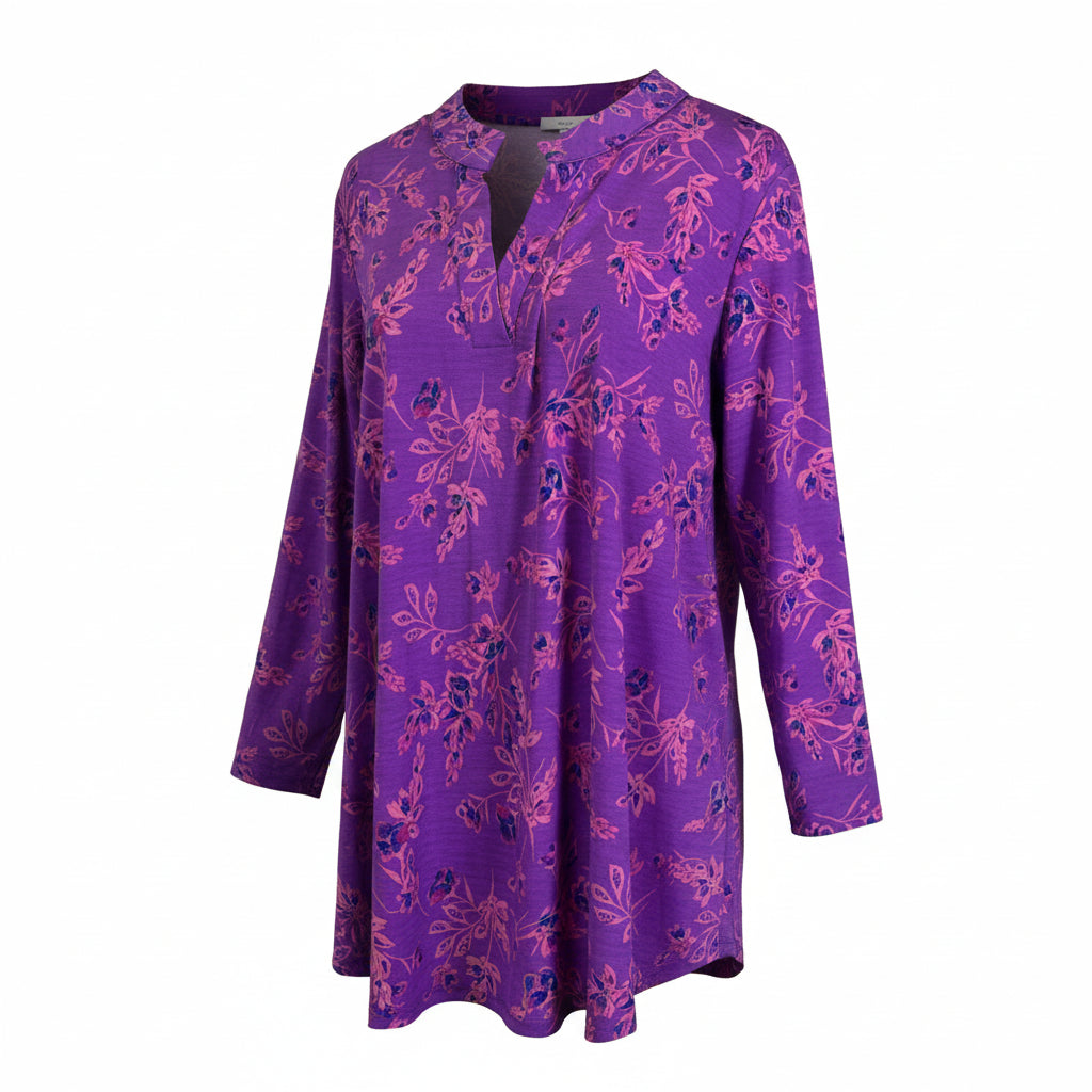 Dear Scarlett Purple Floral Lizzy Top Plus Size | Wrinkle-Free