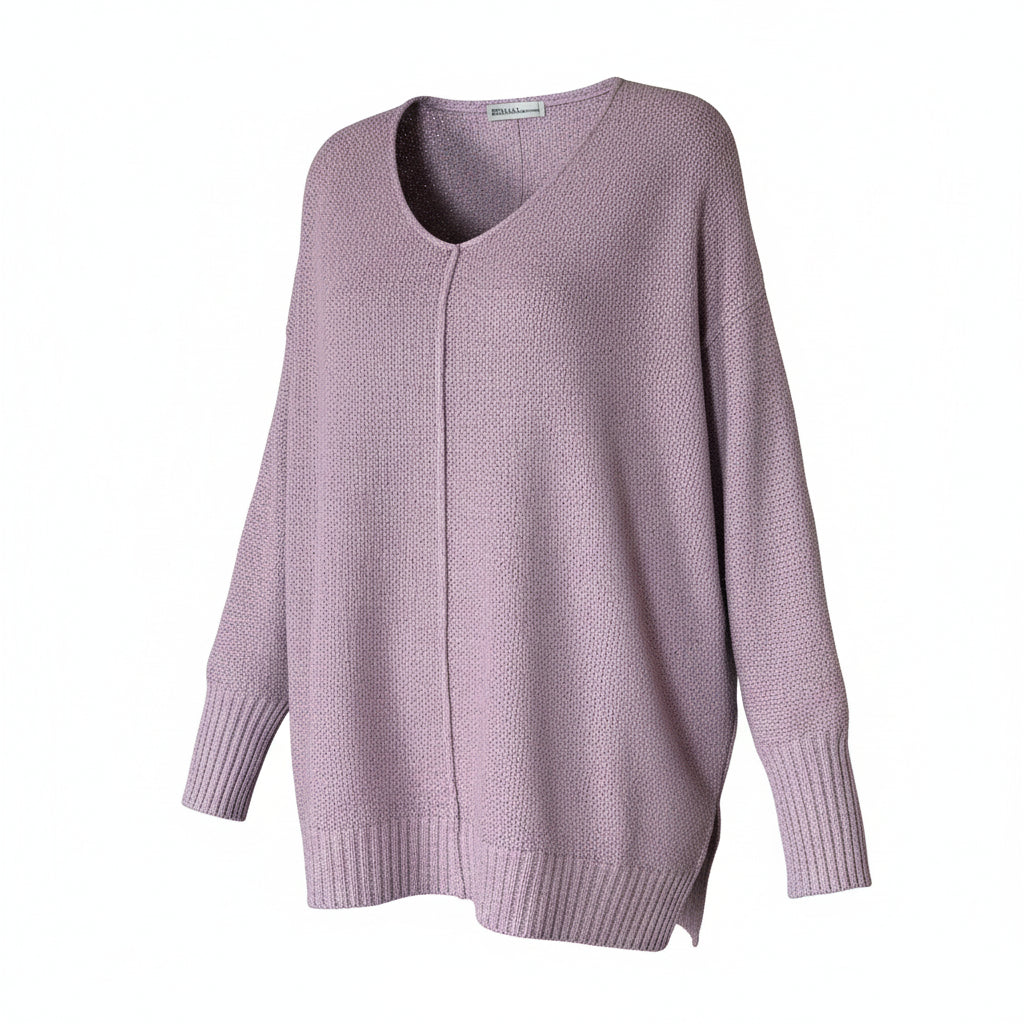 Zenana Pink Grey Lightweight Sweater