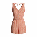 Promesa Peach Printed Button Front Romper