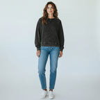 Zenana Ash Black Mineral Wash Crew Top | Relaxed Fit