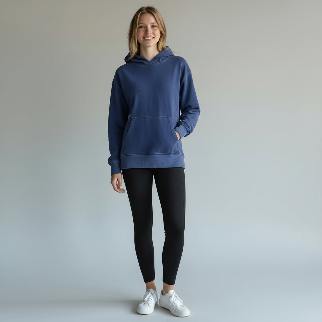 Zenana Lt Navy Pigment Dyed Hoodie