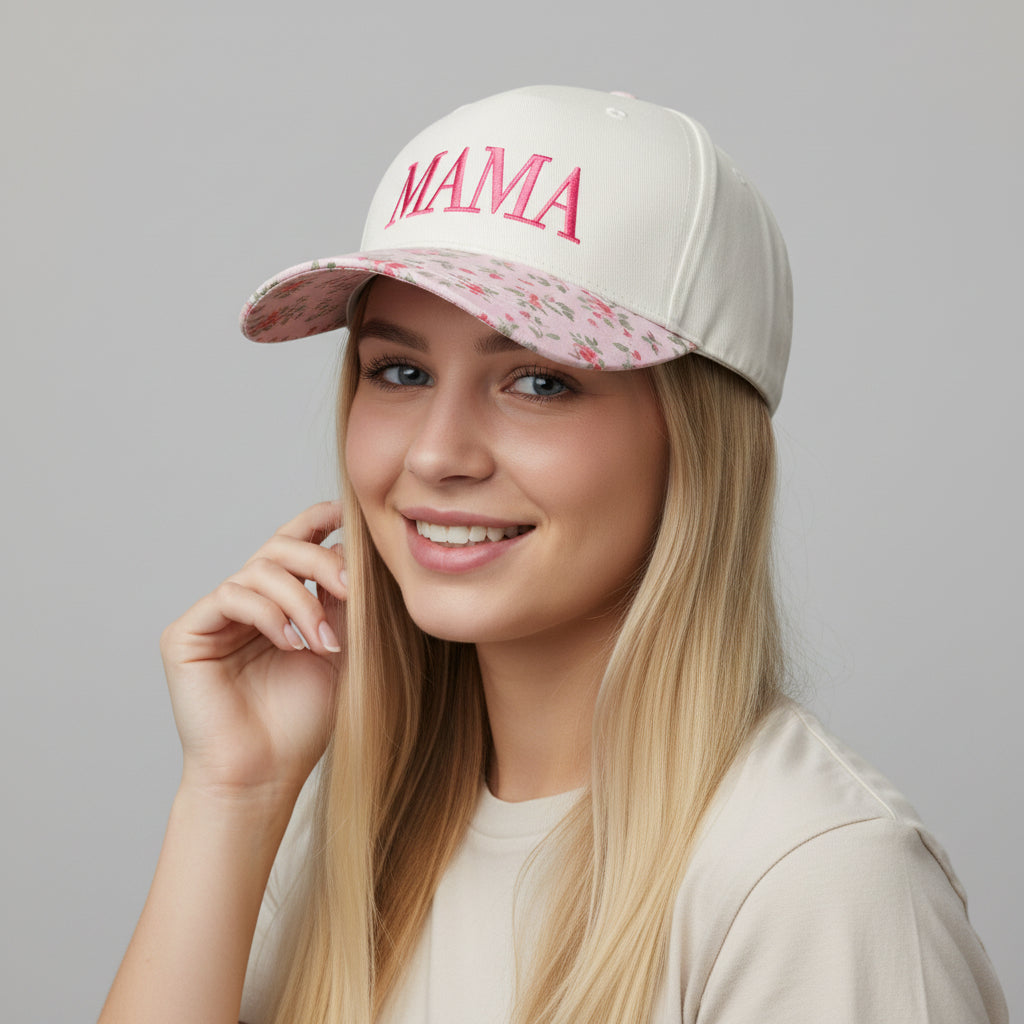 Mama Embroidered Adjustable Two-Tone Hat