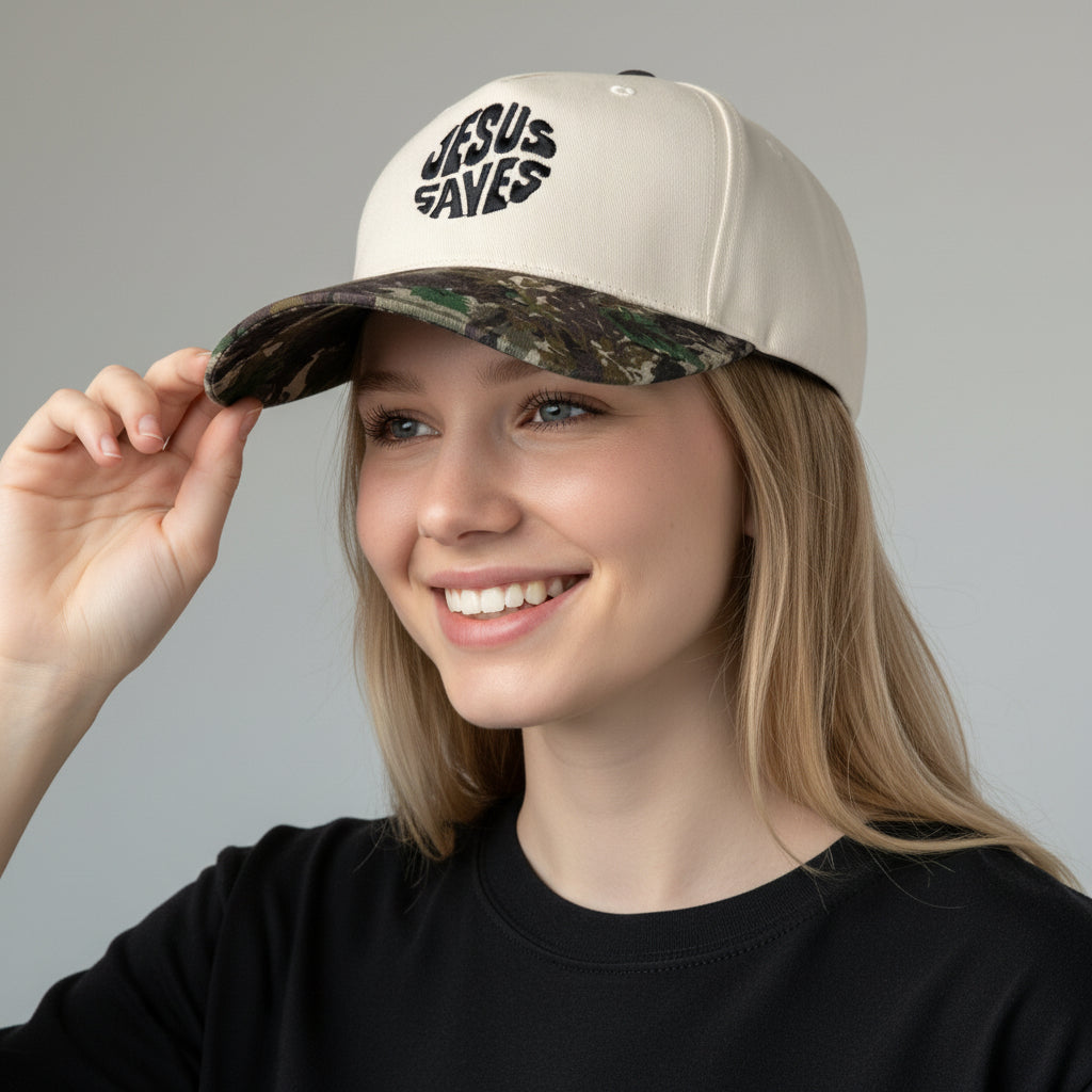 Jesus Saves Embroidered Adjustable Two-Tone Hat