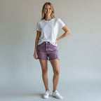 Distressed Denim Shorts Blueberry Raw Hem 4" Inseam
