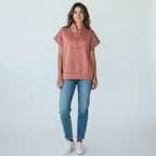 Zenana Winter Rose Half Zip Pullover