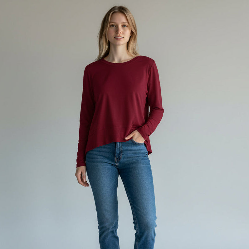 Zenana Cropped Long Sleeve Tee | Lightweight Basic