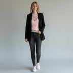 Soft Pink Sheer Lace Mock Neck Top | Long Sleeve