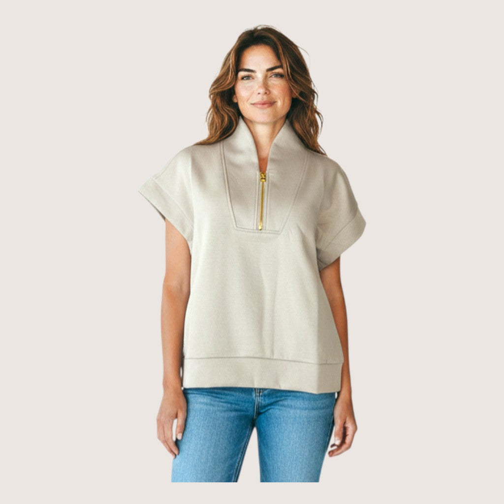 Zenana Ash Mocha Half Zip Pullover