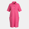 Zenana Hot Pink Waffle Collard Knit Dress