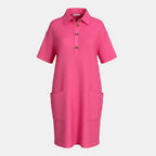Zenana Hot Pink Waffle Collard Knit Dress