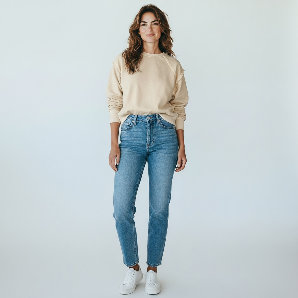 Zenana Sand Beige Relaxed fit Crewneck Sweatshirt