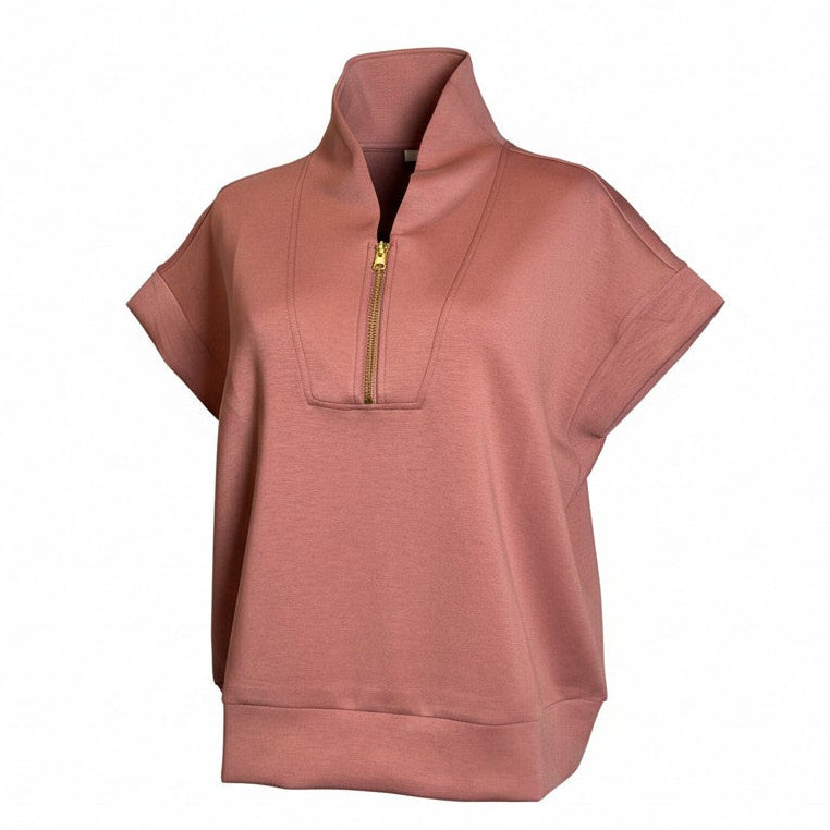Zenana Winter Rose Half Zip Pullover